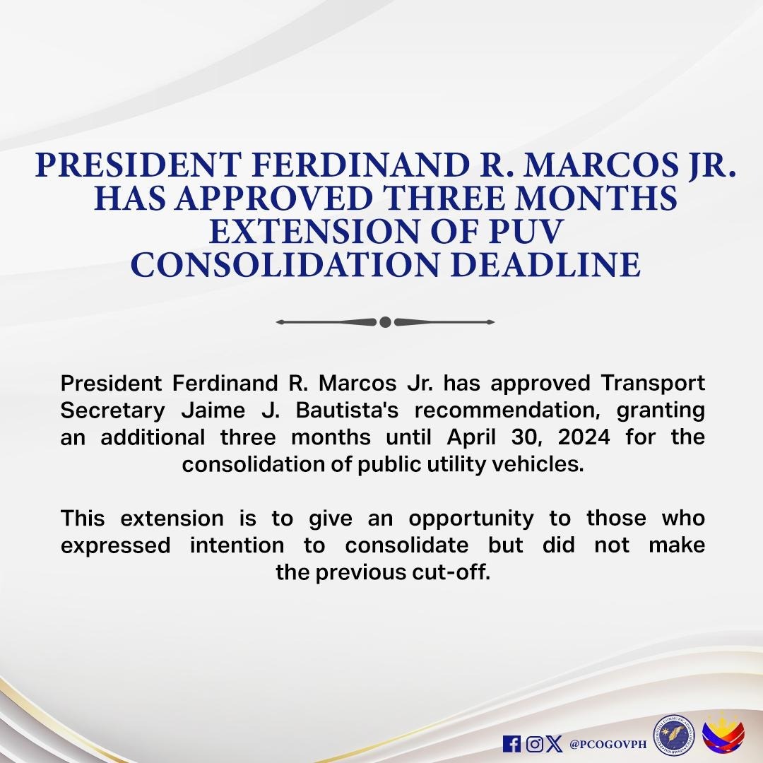 President Marcos Jr. Extends PUV Consolidation Deadline to April 30